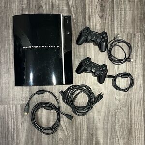 Sony PlayStation 3 PS3 Fat Console CECHK01 80GB Bundle 2 Controllers 13 Games
